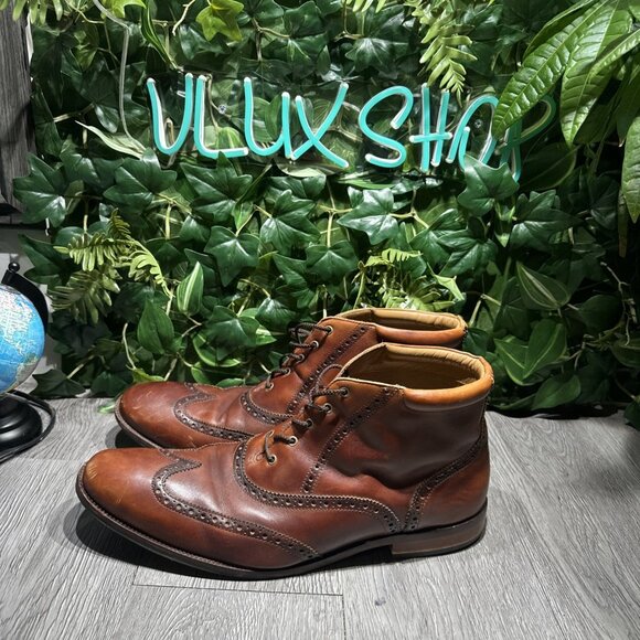 Cole Haan William Wingtip Oxford Chukka Brown Leather Boots C20286 Men\'s 13 M